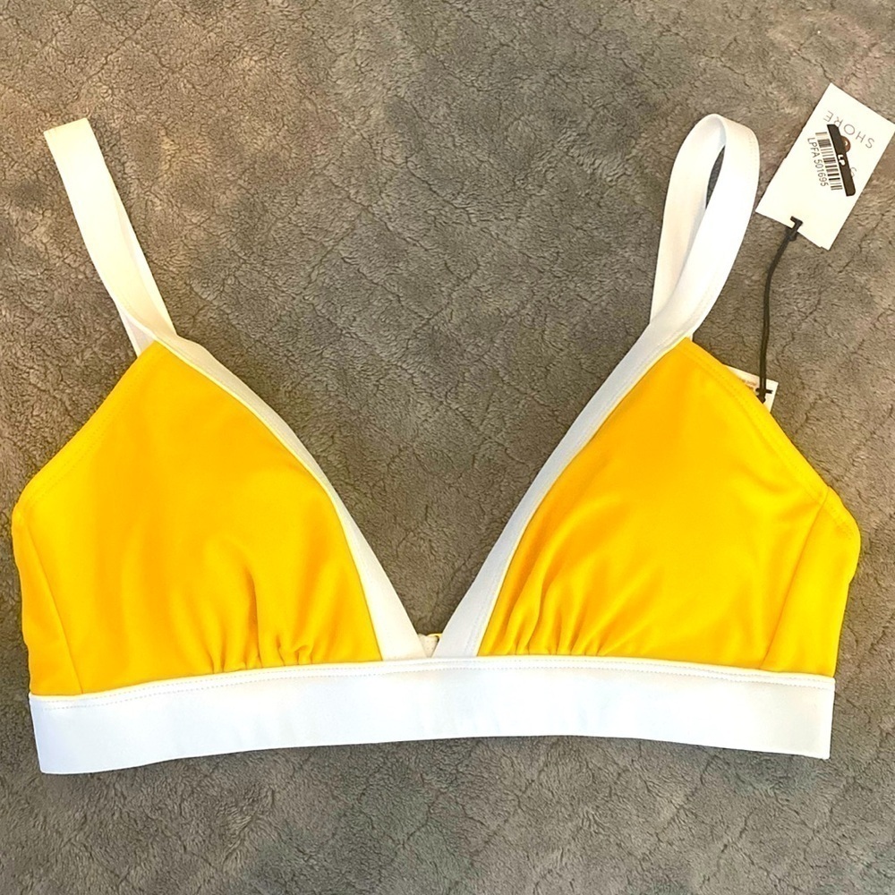 White and gold bathing suit top - M